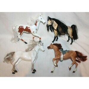 Vintage Grand Champion & Others Lot of 4 Plastic Horses 8" Breyer Paint White CP